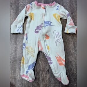 Infant Nike Cream and Pink Footies Cozy One Piece